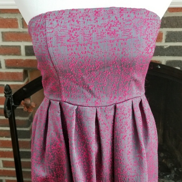 Grey Pink Strapless Cocktail Dress - Picture 2 of 8